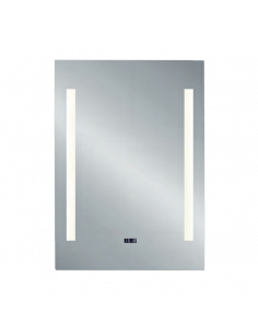 Espejo rectangular Ilona con luz LED lateral y reloj