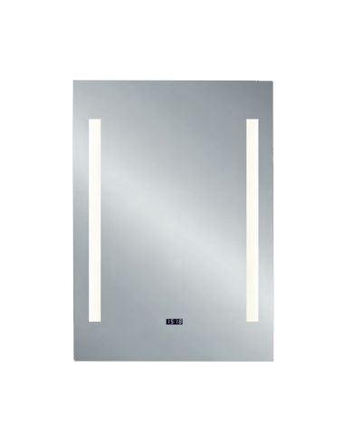 Espejo rectangular Ilona con luz LED lateral y reloj