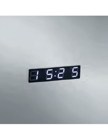 Miroir rectangulaire Ilona avec lumière LED latérale et horloge numérique