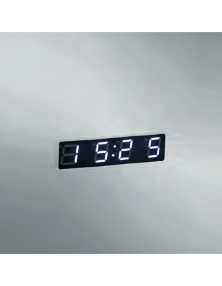 Miroir rectangulaire Ilona avec lumière LED latérale et horloge numérique
