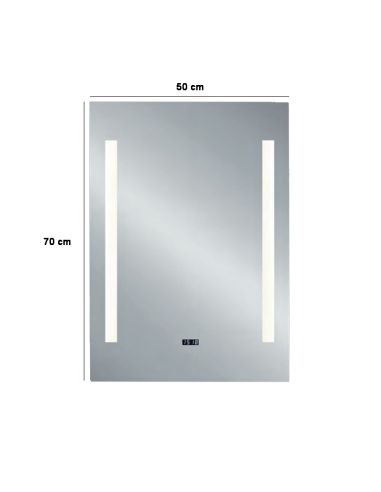 Miroir rectangulaire Ilona avec mesures latérales lumineuses à LED
