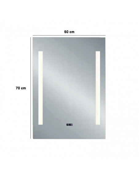 Miroir rectangulaire Ilona avec mesures latérales lumineuses à LED