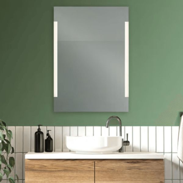 Espejo LED rectangular Lucia para baño ambiente