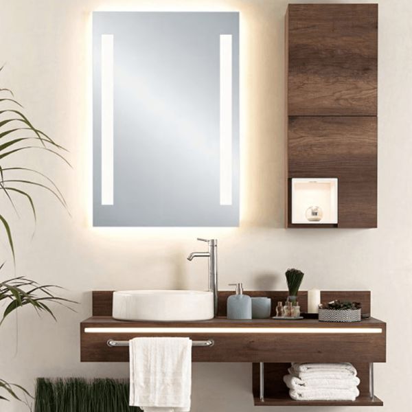 Espejo con luz LED rectangular Senna ambiente