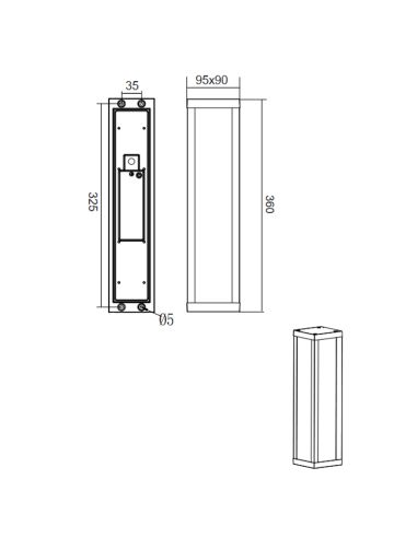 Aplique LED rectangular Fuerte antracita medidas