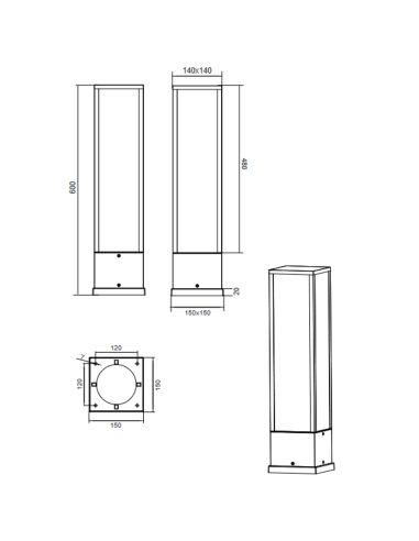 Balise de jardin LED courte Mesures fortes