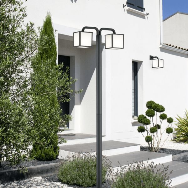 Poste de luz exterior antracite Cubango 2xE27 ambiente Trio Lighting | leonleds