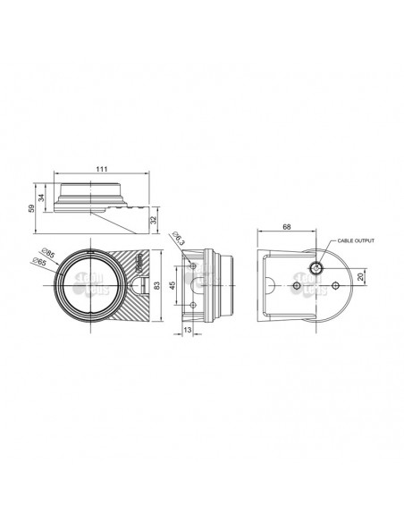 Lumière LED ronde à dégagement latéral avec LED Fristom FT-060 et support réfléchissant | leonleds
