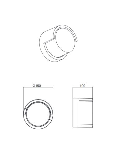 Mesures de l'applique ronde Puno LED