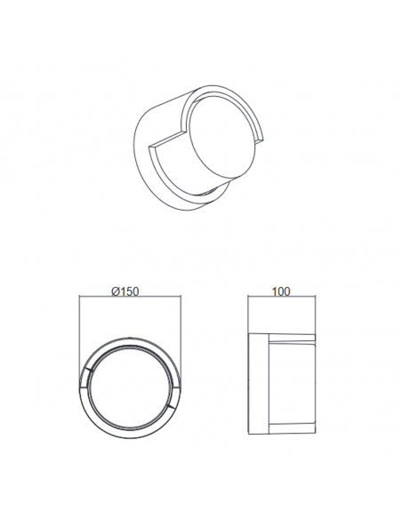 Mesures de l'applique ronde Puno LED