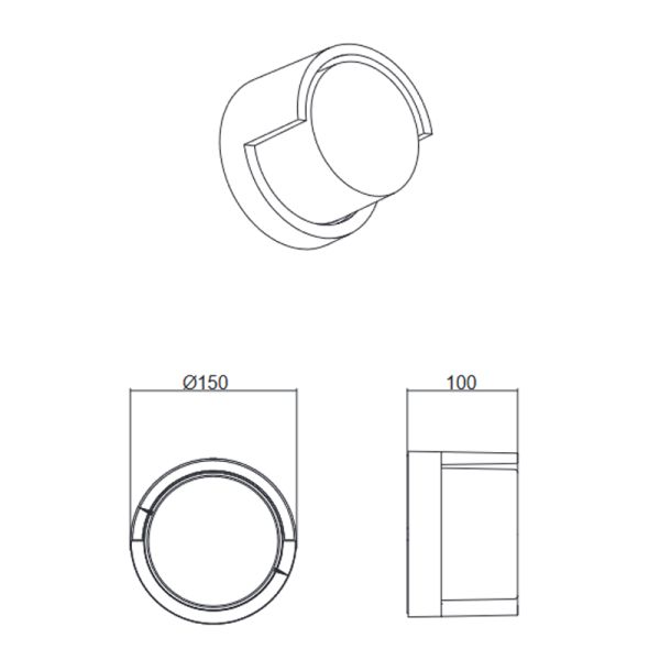 Mesures de l'applique ronde Puno LED