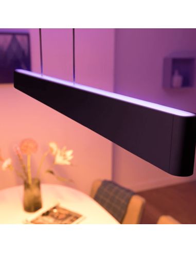 Lámpara LED colgante Ensis negra Philips Hue ambiente
