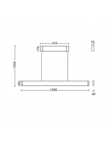 Dimensions de la suspension LED Ensis noire Philips Hue