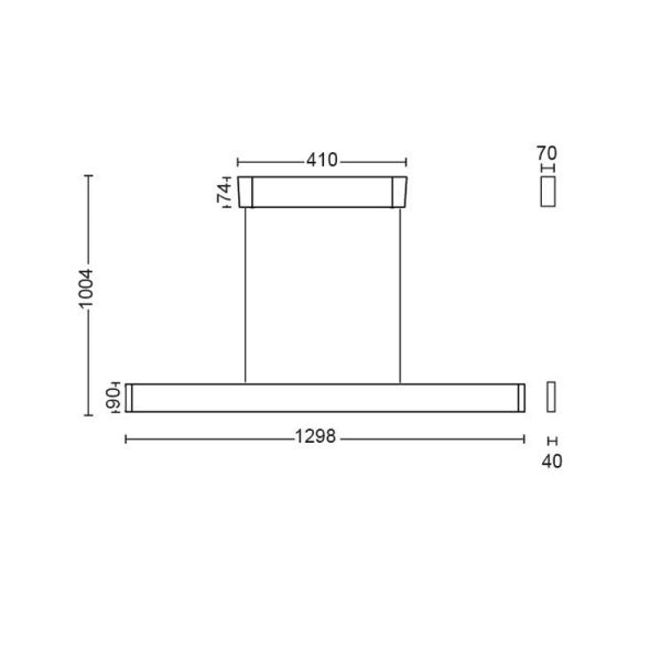 Lámpara LED colgante Ensis negra Philips Hue medidas