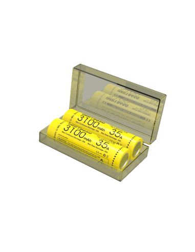 Pacote com 2 baterias Nitecore IMR18650 3100mAH 35A case