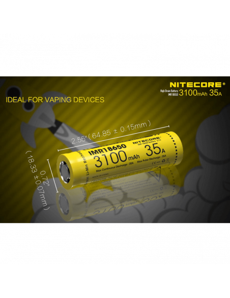 Pack 2 Baterías Nitecore IMR18650 3100mAH 35A características