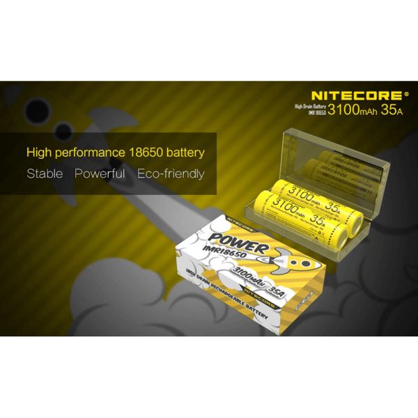 Pack 2 Accus Nitecore IMR18650 3100mAH 35A emballage