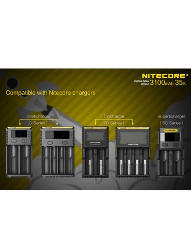 Pack 2 Baterías Nitecore IMR18650 3100mAH 35A  cargadores