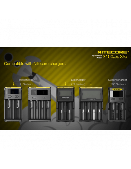 Pack 2 chargeurs Batteries Nitecore IMR18650 3100mAH 35A