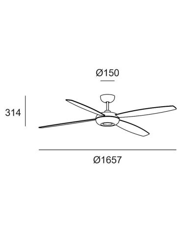 Ventilateur de plafond Kudari sans lumière avec pales réversibles