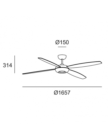 Ventilateur de plafond Kudari sans lumière avec pales réversibles