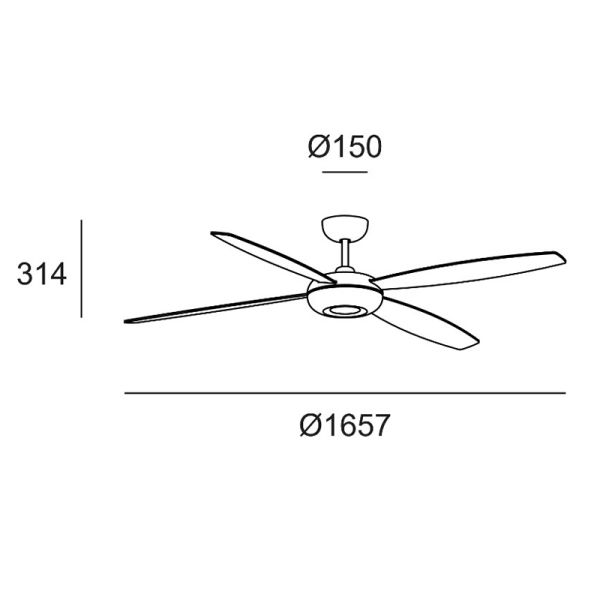 Ventilateur de plafond Kudari sans lumière avec pales réversibles