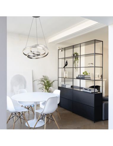 Lámpara de techo LED niquel de diseño Nuria 60W 7200Lm 2300K-3000K-4000K Trio Ambiente | LeonLeds