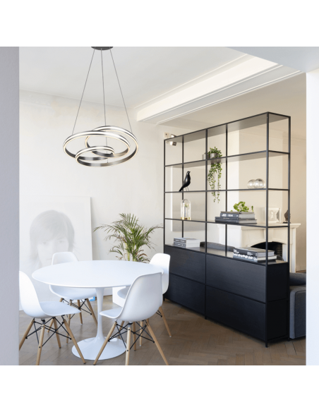 Plafonnier LED design en nickel Nuria 60W 7200Lm 2300K-3000K-4000K Trio Ambiente | leonleds