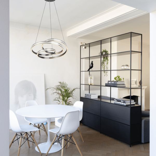 Lámpara de techo LED niquel de diseño Nuria 60W 7200Lm 2300K-3000K-4000K Trio Ambiente | LeonLeds