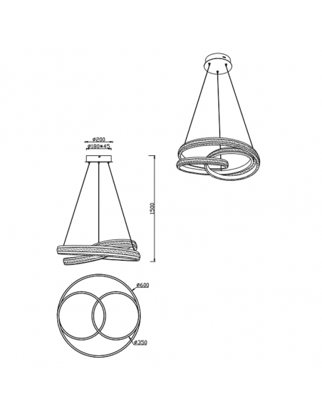 Plafonnier LED design Nuria 60W 7200Lm 2300K-3000K-4000K Trio | leonleds