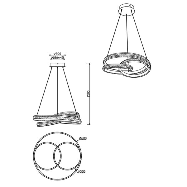 Luminária de teto LED design Nuria 60W 7200Lm 2300K-3000K-4000K Trio | leonleds