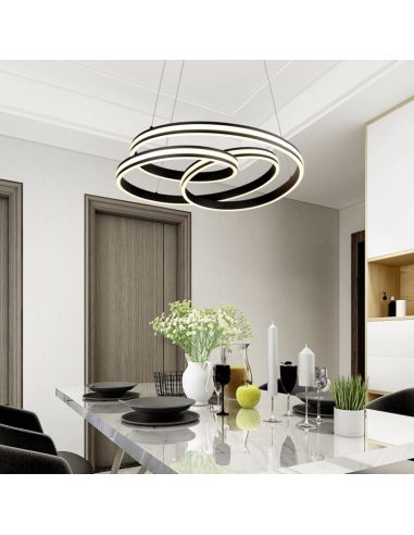 Ambiente Lámpara de techo LED negra de diseño Nuria 60W 7200Lm 2300K-3000K-4000K Trio | LeonLeds