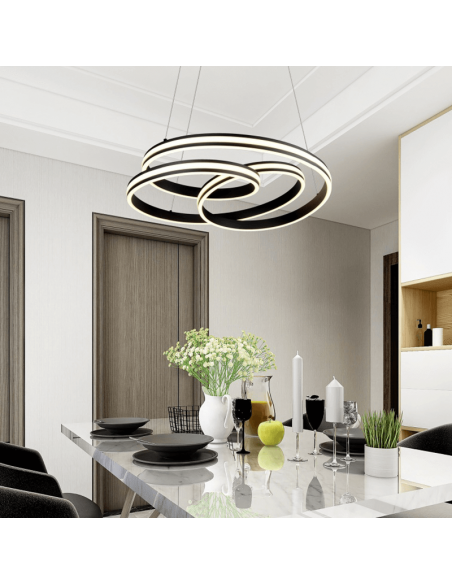Ambiente Lámpara de techo LED negra de diseño Nuria 60W 7200Lm 2300K-3000K-4000K Trio | LeonLeds