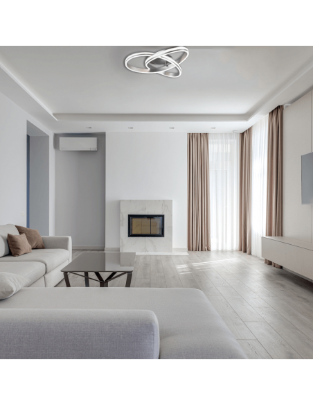 Plafón LED de diseño Nuria 58W 7000Lm 2300K-3000K-4000K Niquel Ambiente | LeonLeds