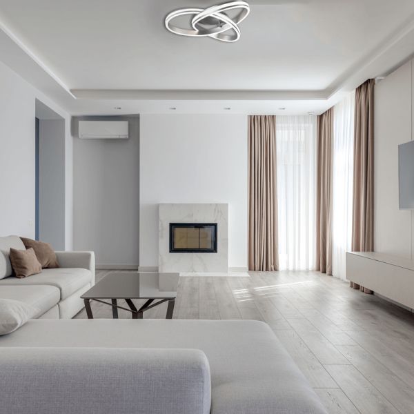 Luminária de teto LED design Nuria 58W 7000Lm 2300K-3000K-4000K Nickel Ambiente | leonleds