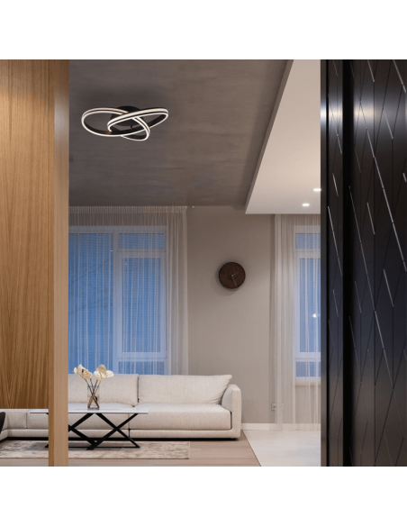 Ambiente Plafón LED de diseño Nuria 58W 7000Lm 2300K-3000K-4000K Negro | LeonLeds