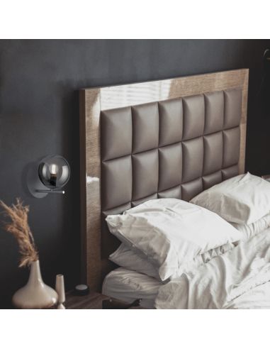 Applique anthracite pur avec abat-jour en verre fumé ambiant