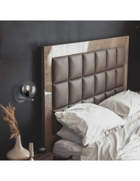 Aplique Pure antracita con pantalla de vidrio humo ambiente