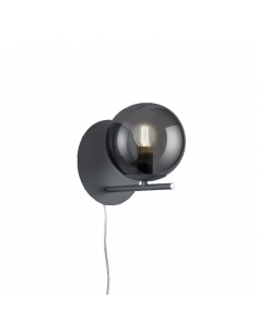 Applique anthracite pur avec abat-jour en verre fumé