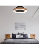 Ventilador LED Tibet madera y negro ambiente