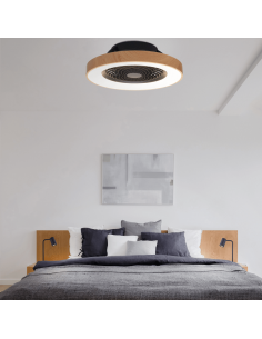 Ventilador LED Tibet madera y negro 2