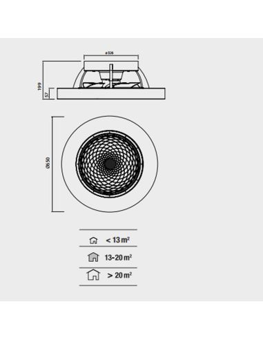 Ventilador LED Tibet madera y negro medidas
