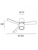 Ventilador blanco minimalista con luz Formentera medidas