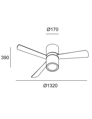 Ventilador blanco minimalista con luz Formentera medidas