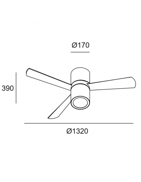 Ventilador blanco minimalista con luz Formentera medidas