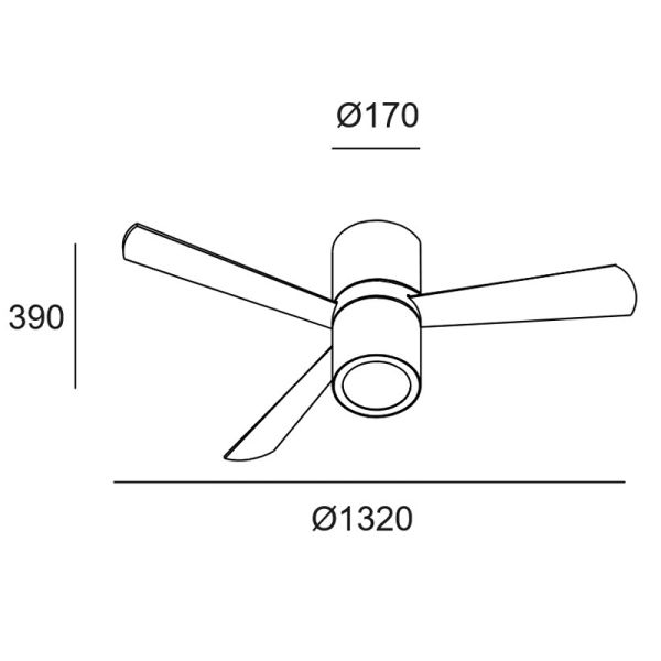 Ventilador blanco minimalista con luz Formentera medidas