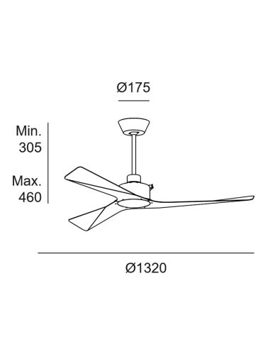 Ventilateur de plafond blanc sans lumière Mogan mesures