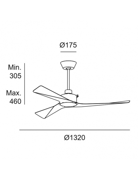 Ventilateur de plafond blanc sans lumière Mogan mesures