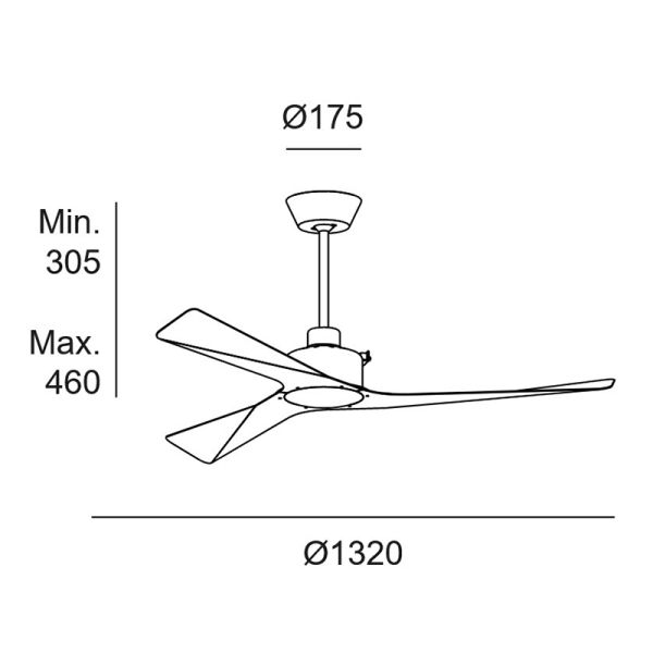 Ventilateur de plafond blanc sans lumière Mogan mesures