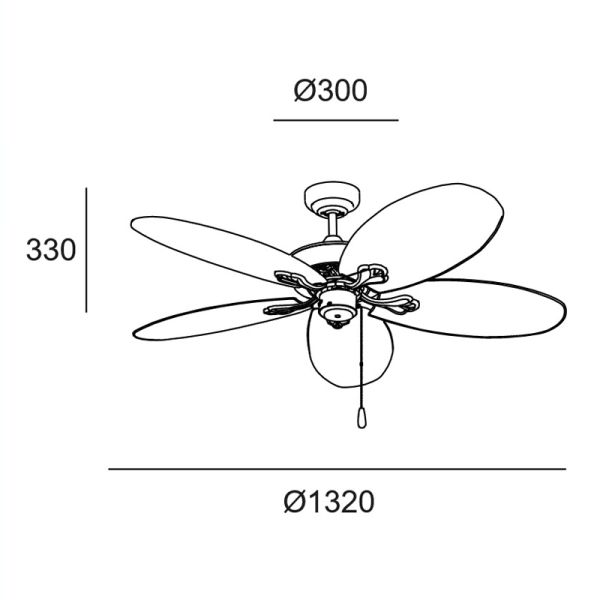 Ventilador de techo rústico marrón Phuket  medidas